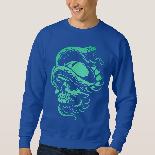 Neon Skull and Snake Gothic Art Sweatshirt