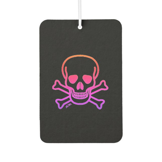 Neon Skull black car air freshener (Front)