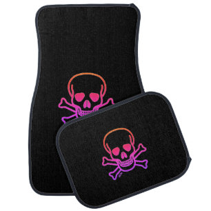 Neon Skull black car mats front and rear
