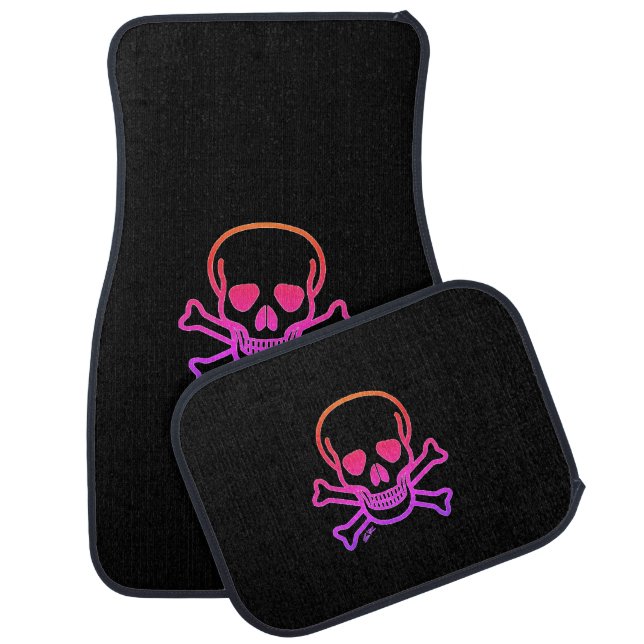 Neon Skull black car mats front and rear (Set)