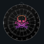 Neon Skull black dartboard<br><div class="desc">Neon Skull dartboards are for darts players,  horror fans,  rockers,  murder mystery fans,  skull collectors,  roleplay gamers,  and people who just like skulls. Neon Skull is Steamy Raimon original art.</div>