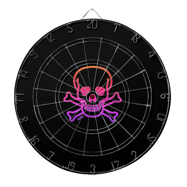 Neon Skull black dartboard (Front)