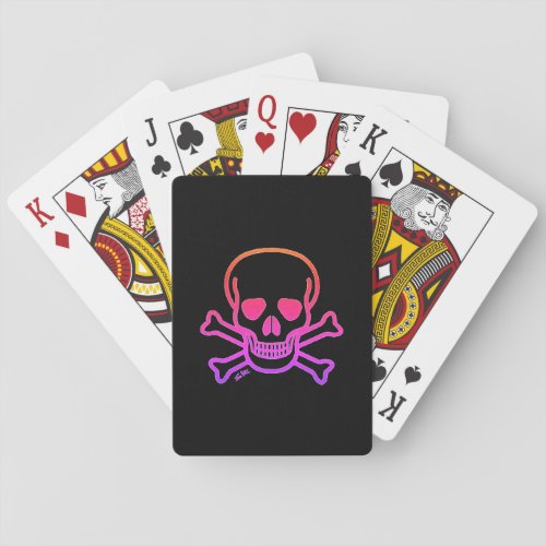 Neon Skull black playing cards