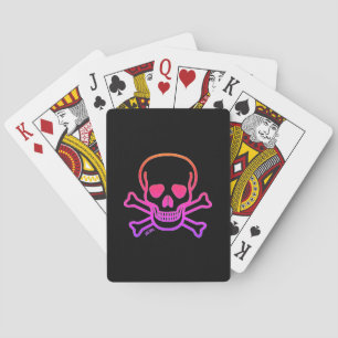 Neon Skull black Poker playing cards