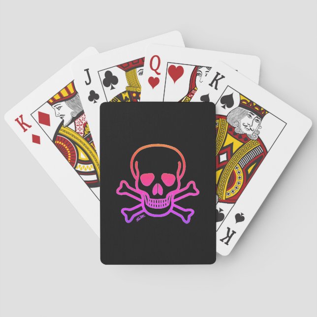 Neon Skull black Poker playing cards (Back)