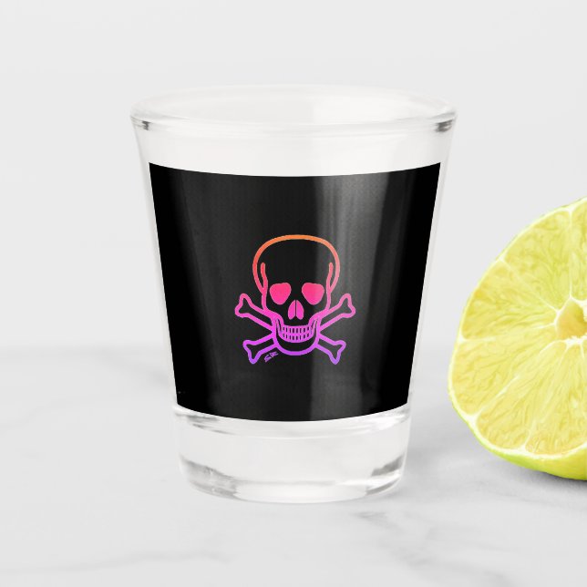 Neon Skull black shot glass (Front)