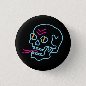 Neon Skull Button by Middlemind at Zazzle