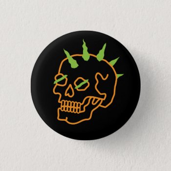 Neon Skull Button by Middlemind at Zazzle