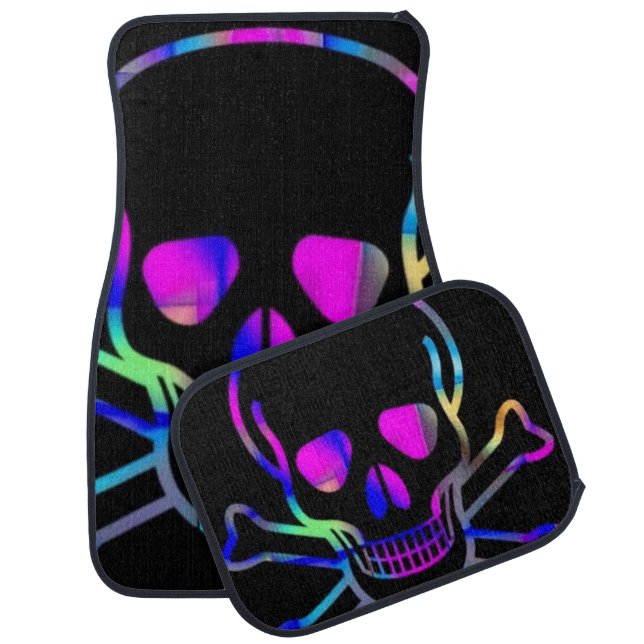 Neon Skull Car Floor Mat (Set)