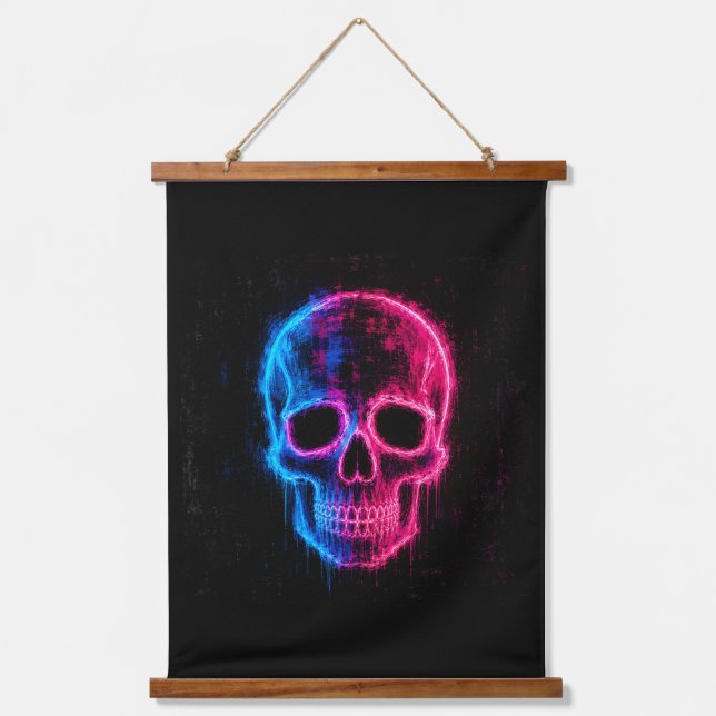 Neon Skull Hanging Tapestry (Front)