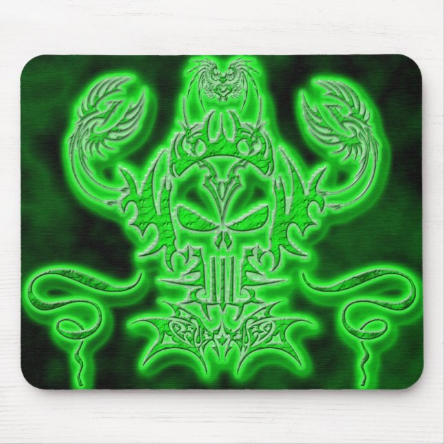 Neon Skull Mouse Pad (Front)