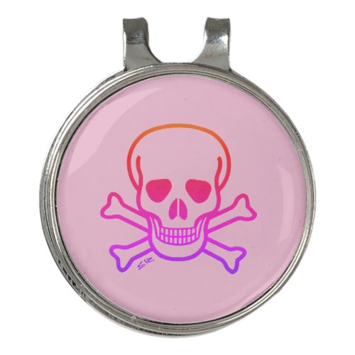 Neon Skull pink hat clip