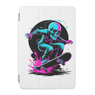 Neon Skull Skateboard Art – Edgy Skater Design iPad Mini Cover