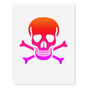 Neon Skull temporary tattoo large