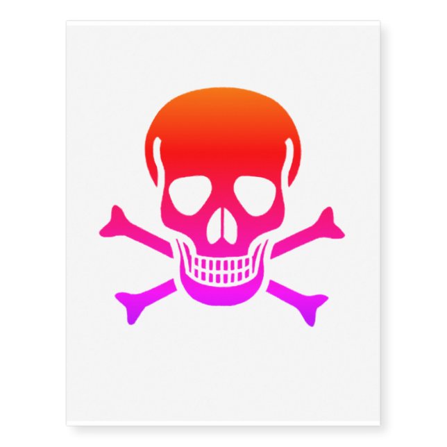 Neon Skull temporary tattoo large (Front)