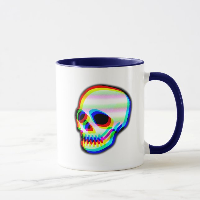 Neon Skull Trendy Modern Art Illustration Mug (Right)