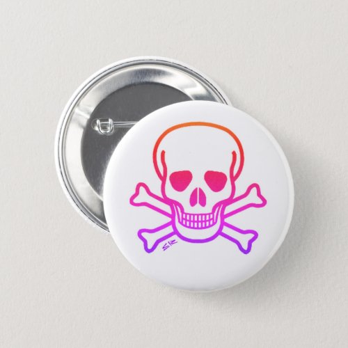 Neon Skull white button