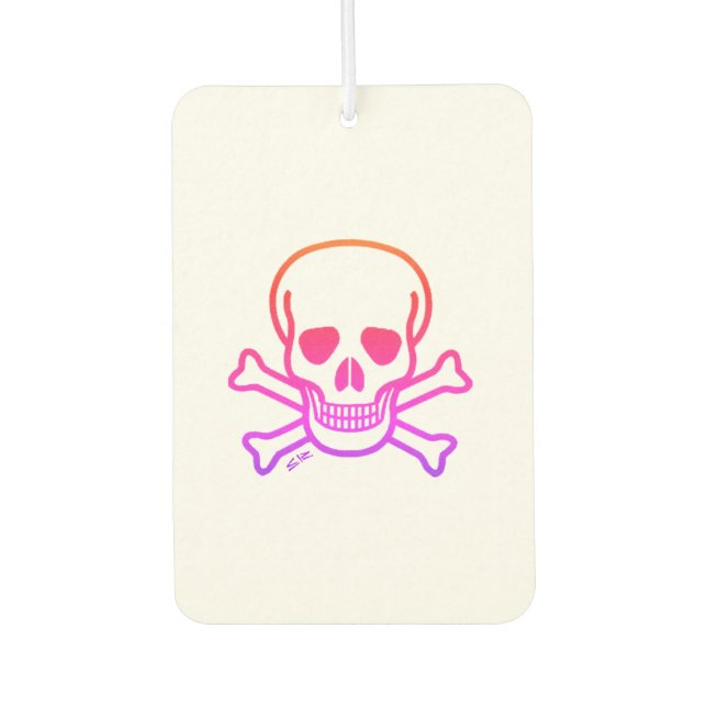 Neon Skull white car air freshener (Front)