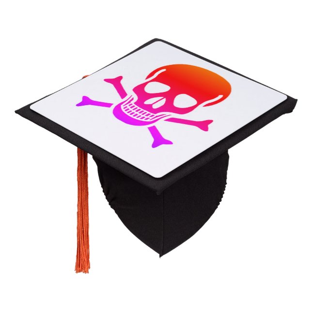 Neon Skull white graduation cap (Angled)