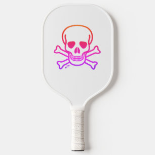 Neon Skull white pickleball paddle
