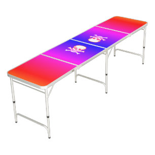 Neon Skull white ping pong table