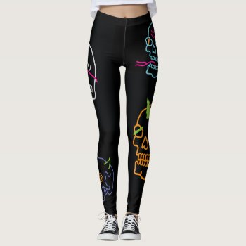 Neon Skulls Leggings by Middlemind at Zazzle