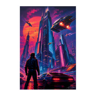 Neon Skyline Drifter Acrylic Print