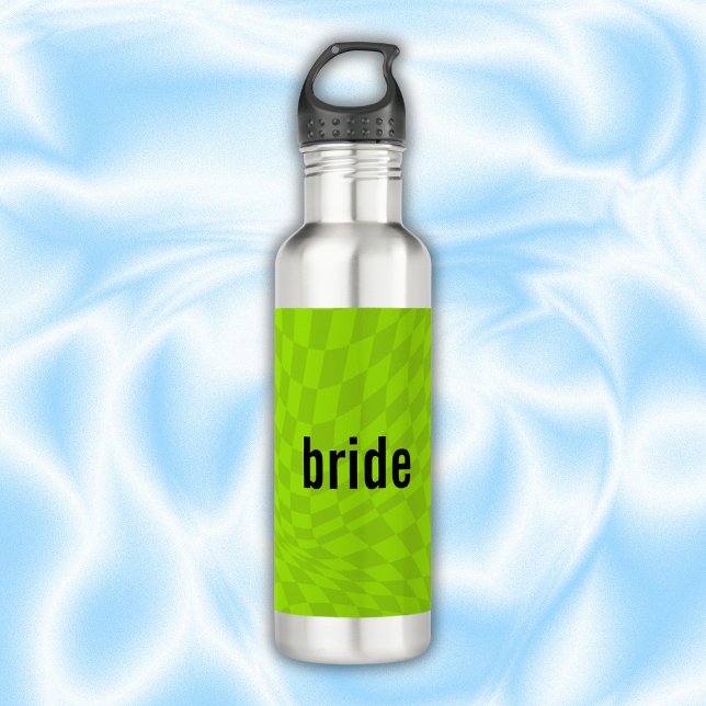 Neon Slime Green Summer Bachelorette Bridesmaid Stainless Steel Water Bottle (Creator Uploaded)