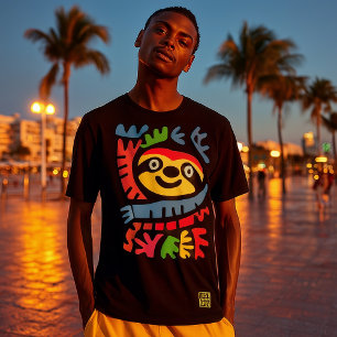 Neon Sloth Art – Colorful Pop Jungle Animal Design T-Shirt