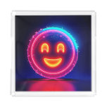 Neon Smile: Bright Happy Glow Design Acrylic Tray