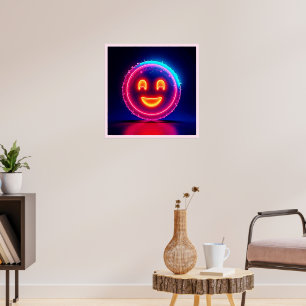 Neon Smile: Bright Happy Glow Design Poster