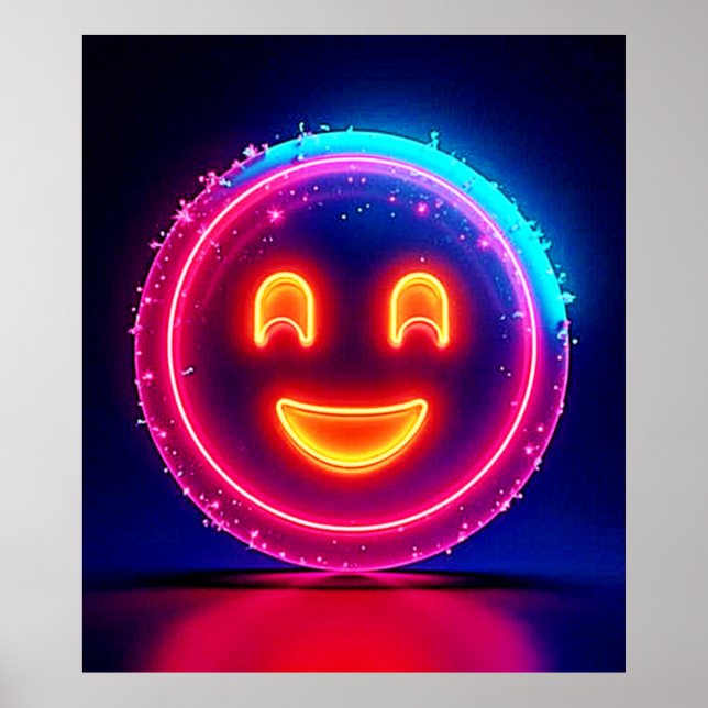 Neon Smile: Bright Happy Glow Design Poster (Front)