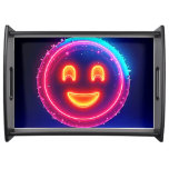 Neon Smile: Bright Happy Glow Design Serving Tray