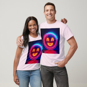 Neon Smile: Bright Happy Glow Design T-Shirt
