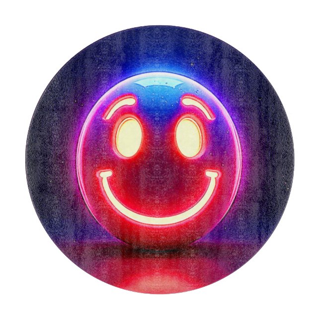 Neon Smile: Happy Glow Cutting Board (Front)