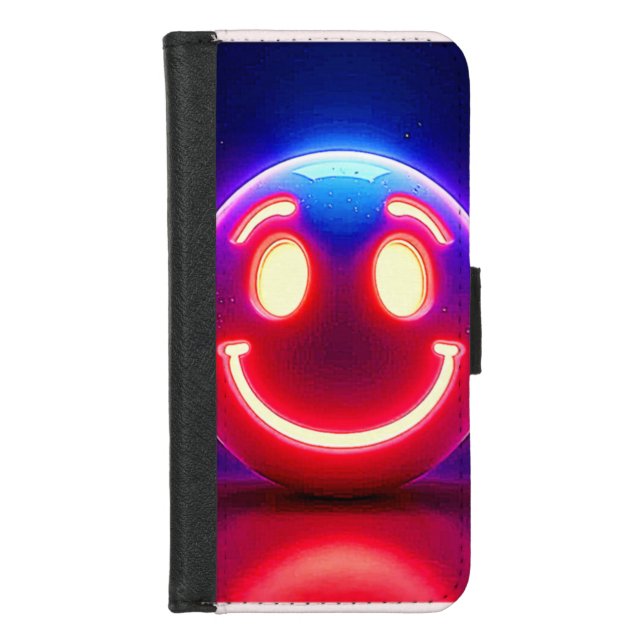 Neon Smile: Happy Glow iPhone Wallet Case (Front)