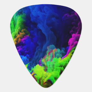 Neon Smoke Abstract Guitar Pick