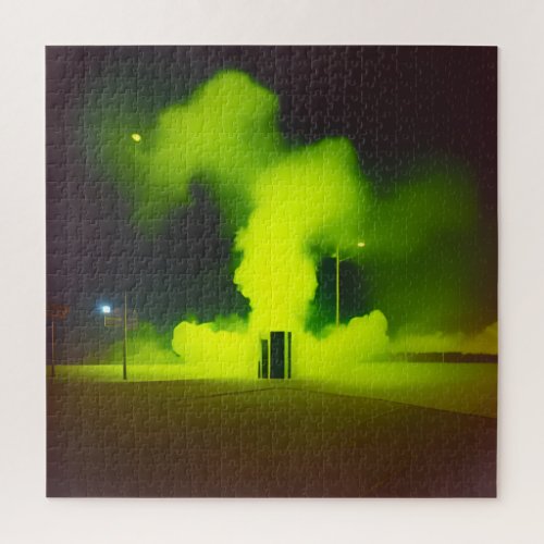 Neon smoke in the dark night  jigsaw puzzle