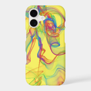 Neon Smoke Swirl on Yellow iPhone 17 Case