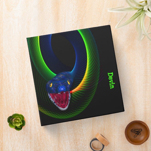 Neon Snake Personalized  3 Ring Binder (In Situ)