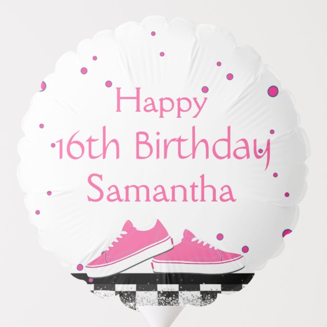 Neon Sneaker Birthday, Glitter  Balloon (Back)