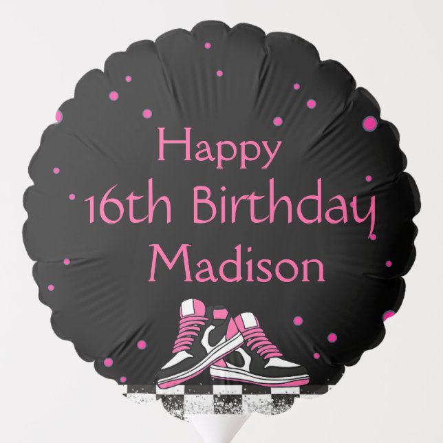 Neon Sneaker Birthday, Glitter  Balloon (Back)