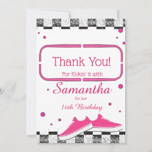 Neon Sneaker Birthday, Glitter Thank You Card