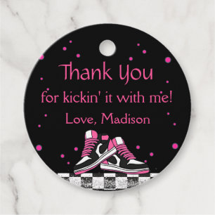 Neon Sneaker Birthday, Glitter Thank You Favor Tags