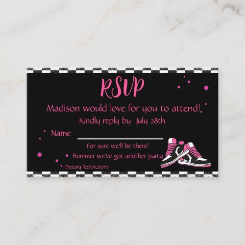 Neon Sneaker Birthday RSVP Any Age Business Card