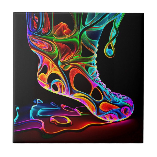 Neon Sneaker Ceramic Tile (Front)