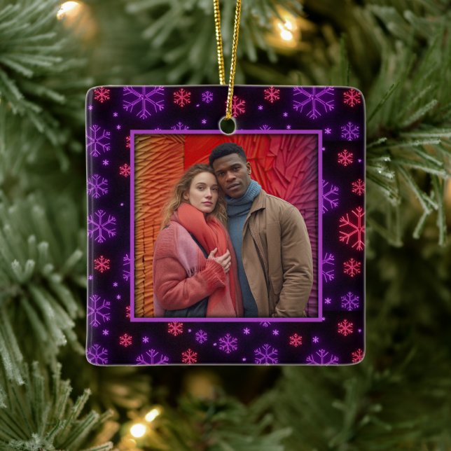 Neon Snowflakes Ceramic Ornament (Tree)