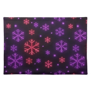 Neon Snowflakes Cloth Placemat