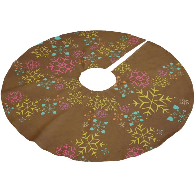 Neon Snowflakes Holiday Tree Skirt (Angled)