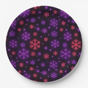 Neon Snowflakes Paper Plates